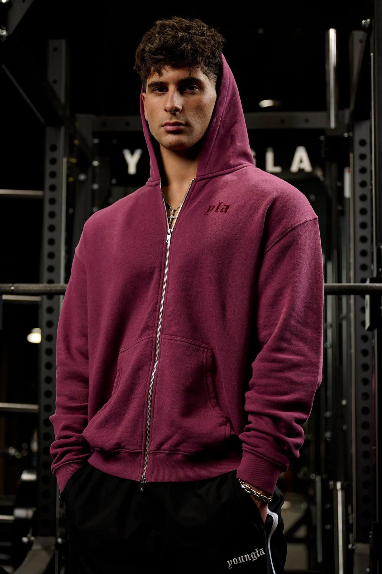Outerwear<Youngla 514-Monarch Zip-Up Hoodie 2.0 Black Wash|Lavender Wash|Plum Burgundy Wash|Purple Grey