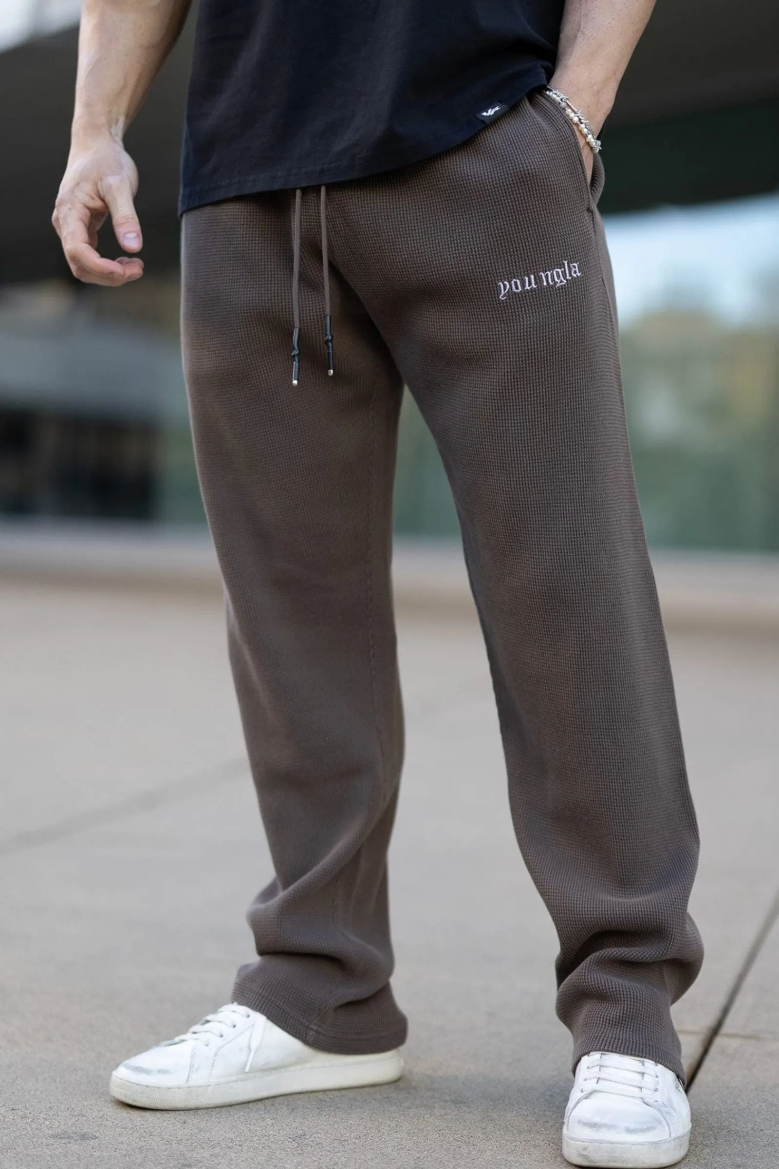 Joggers<Youngla 230-No Cuff Thermal Pants Black|Beige Wash|Brown|Heather Grey