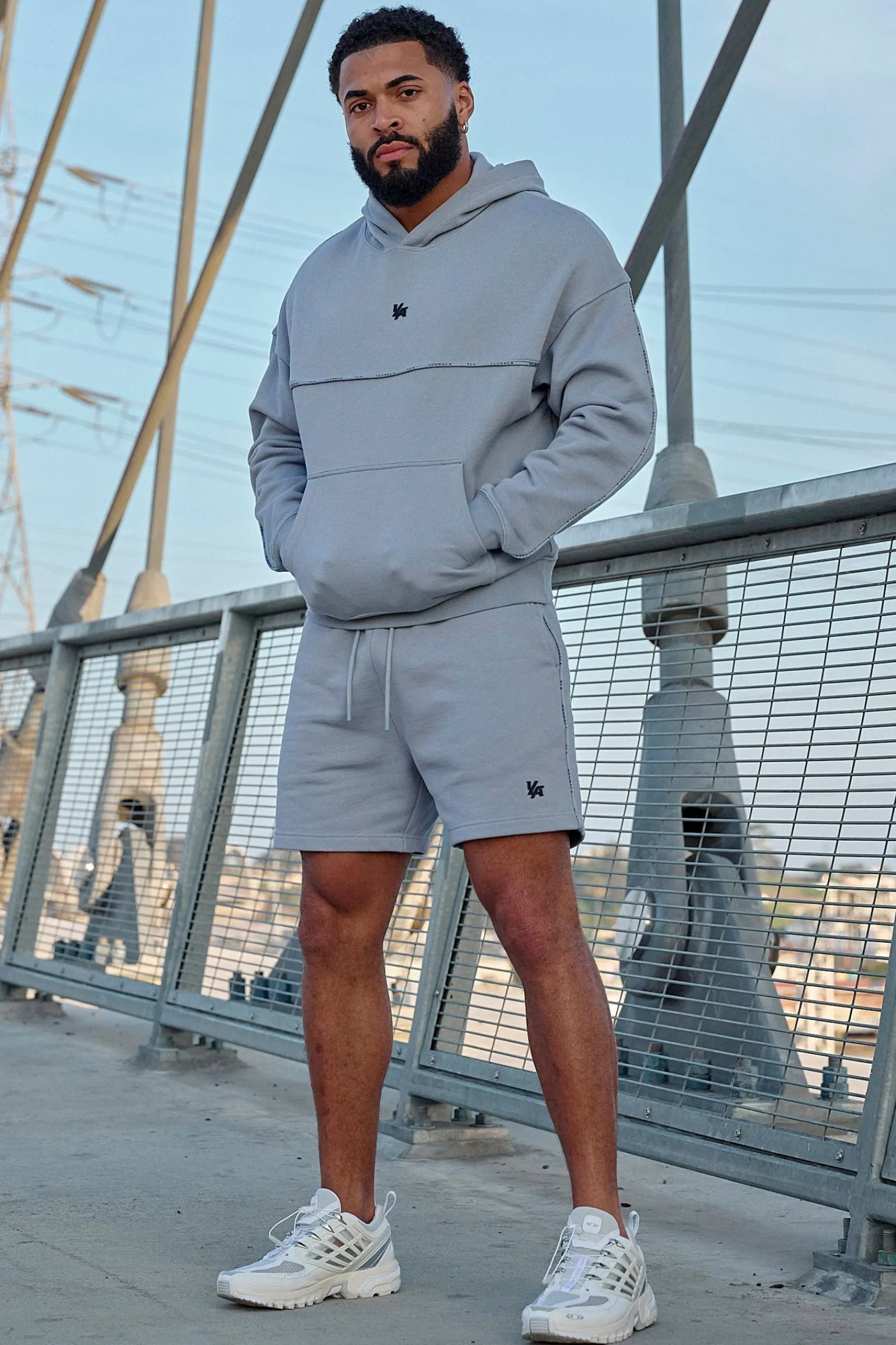 Shorts<Youngla 1078-Piping Collection-Shorts Black|Coal|Light Blue|Off-White