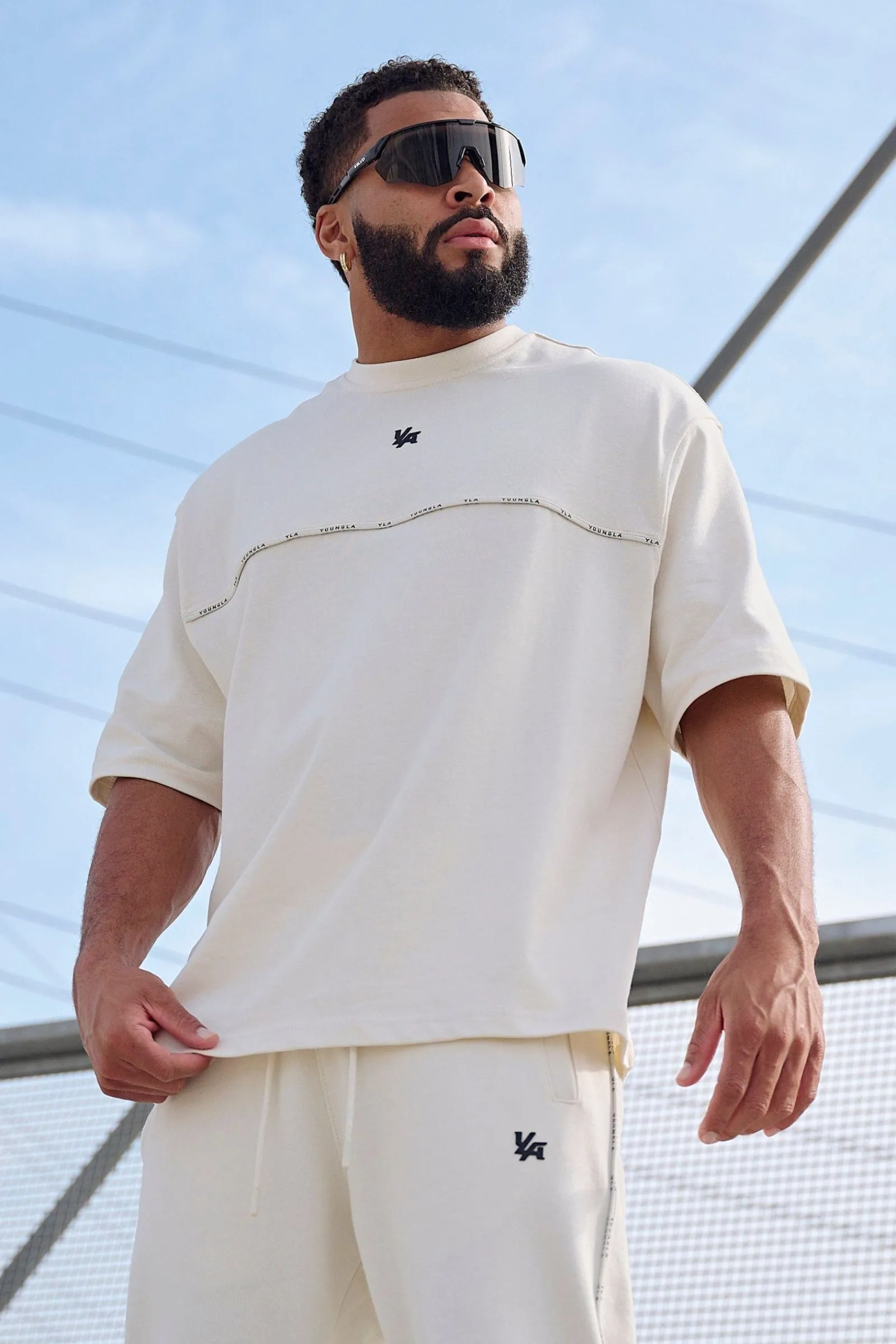 Shirts<Youngla 4043-Piping Collection-Tees Black|Coal|Light Blue|Off-White