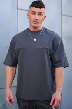 Shirts<Youngla 4043-Piping Collection-Tees Black|Coal|Light Blue|Off-White