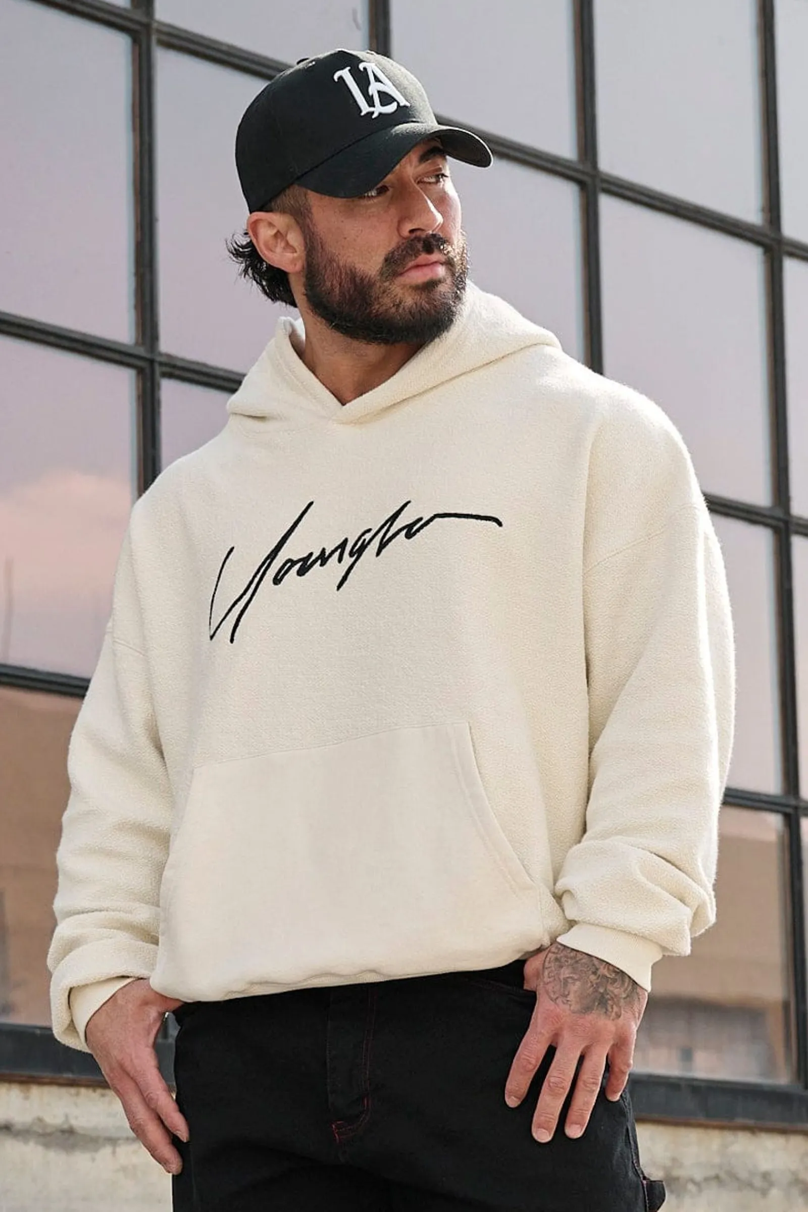 Outerwear<Youngla 524-Reverse Terry Hoodies Black|Brown|Oatmeal|Off-White