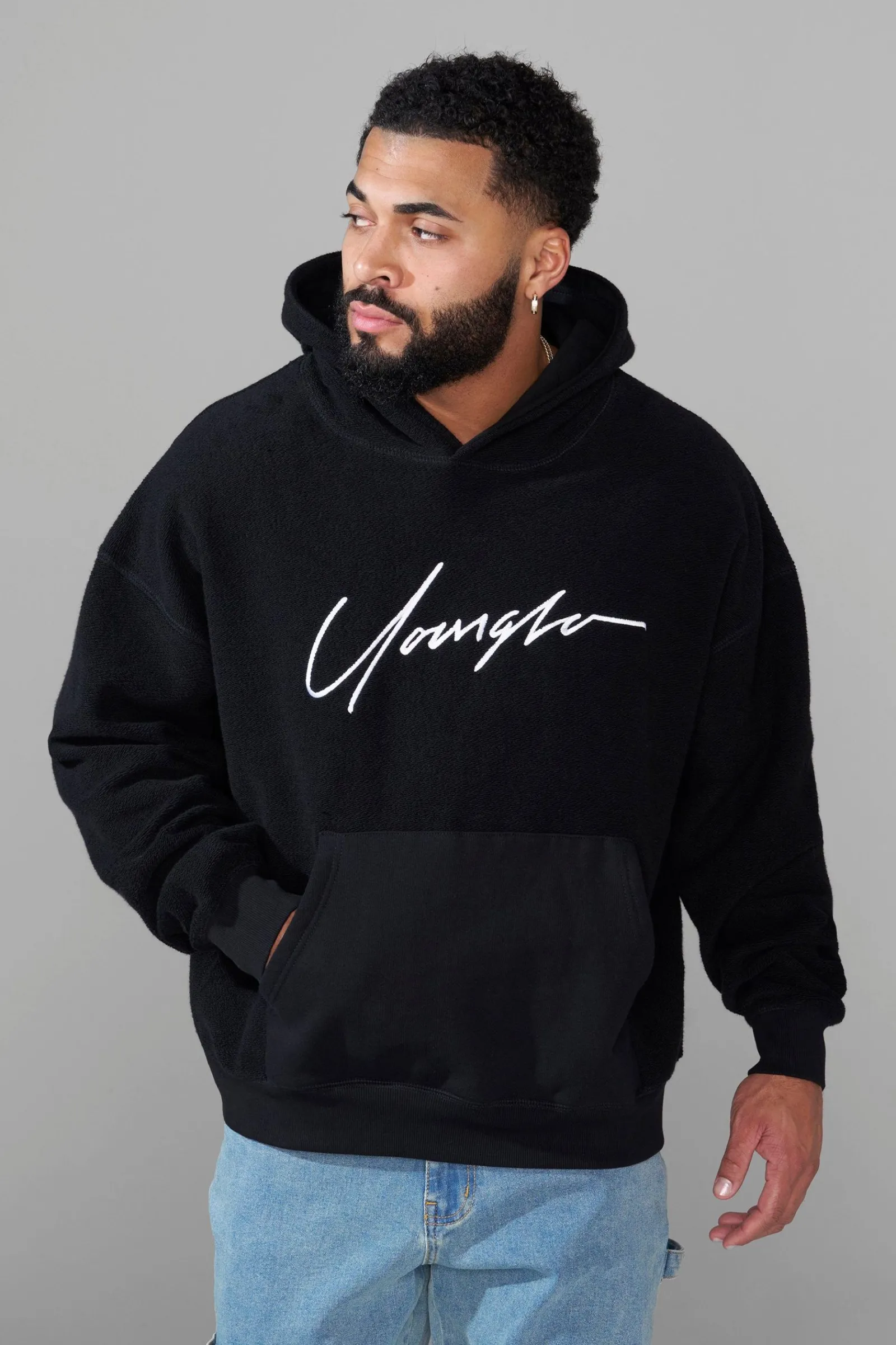 Outerwear<Youngla 524-Reverse Terry Hoodies Black|Brown|Oatmeal|Off-White