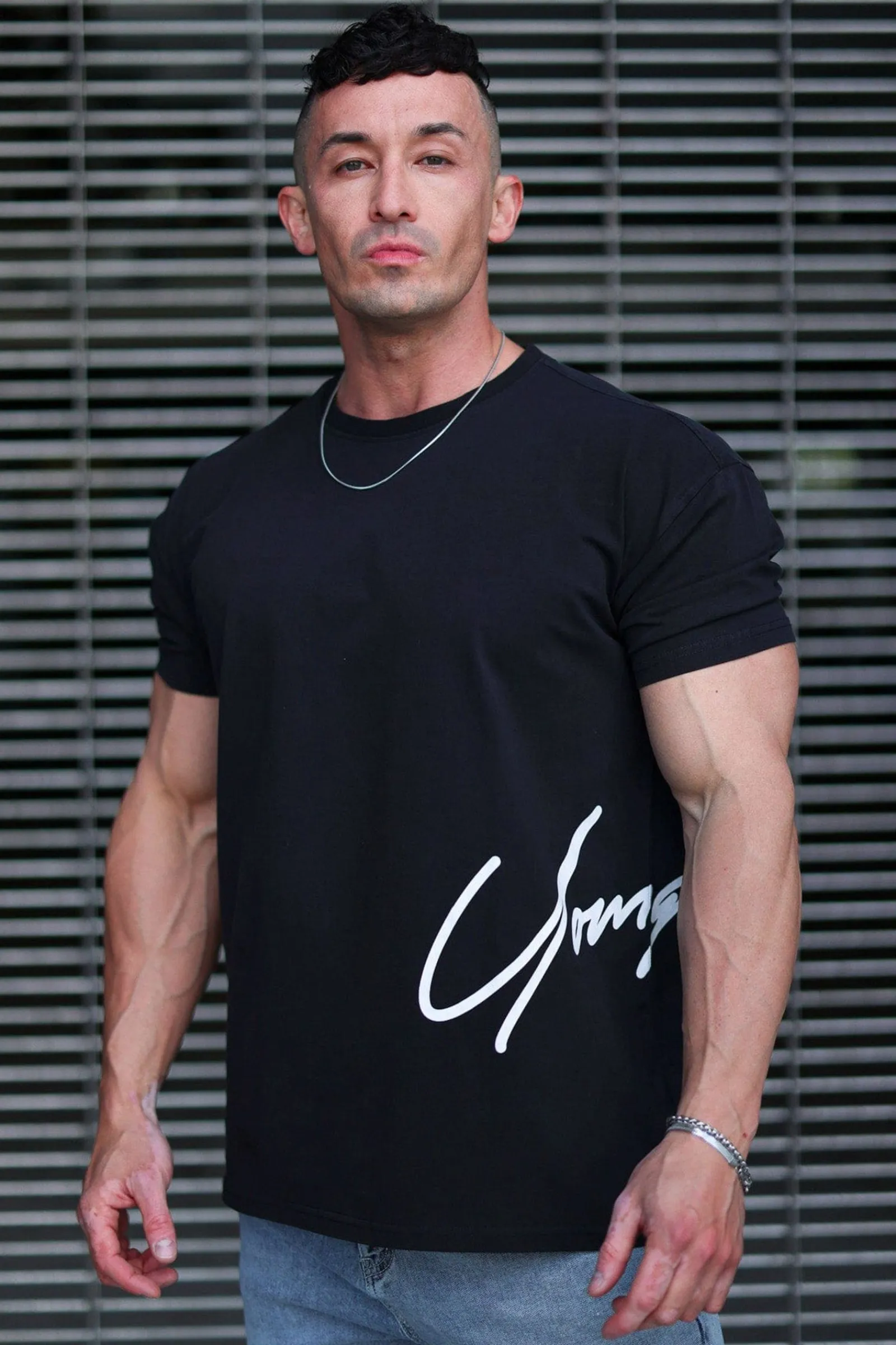 Shirts<Youngla 462-Side Signature Tees Black|Brown|Burgundy|Deep Purple