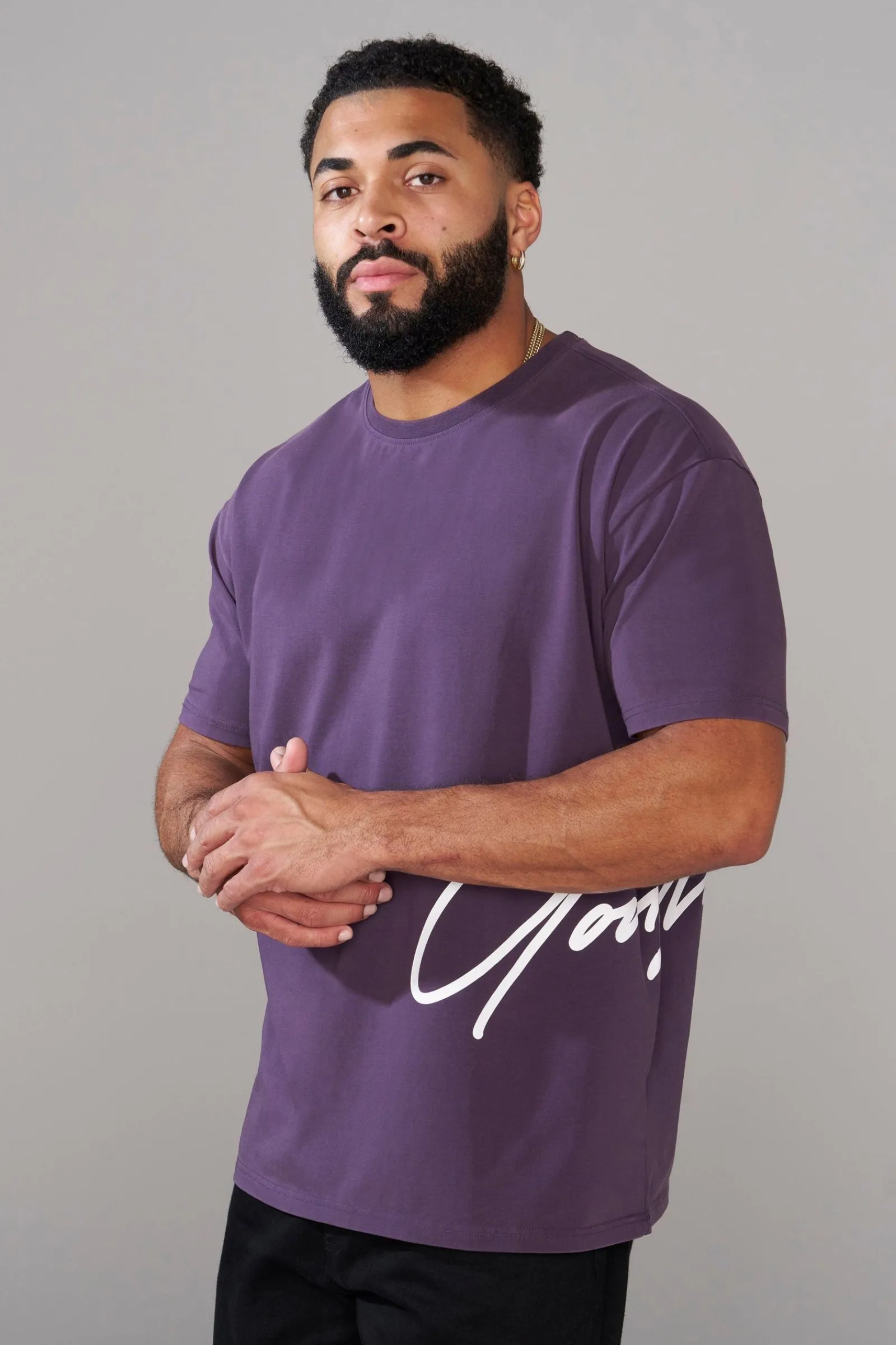 Shirts<Youngla 462-Side Signature Tees Black|Brown|Burgundy|Deep Purple