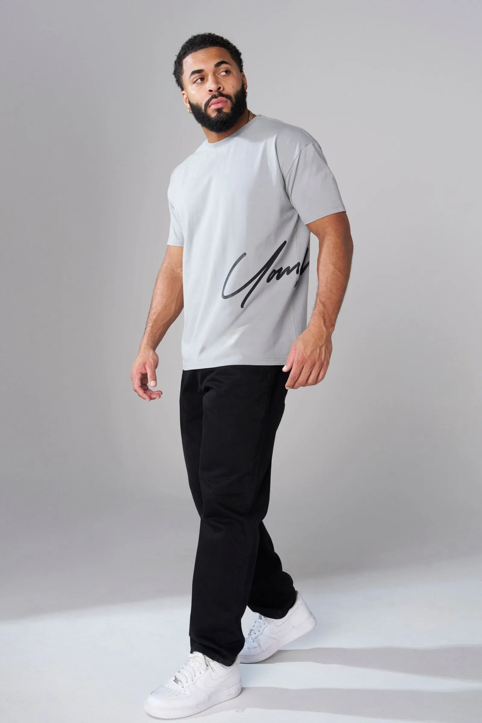 Shirts<Youngla 462-Side Signature Tees Black|Brown|Burgundy|Deep Purple