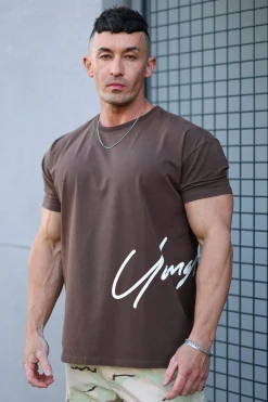 Shirts<Youngla 462-Side Signature Tees Black|Brown|Burgundy|Deep Purple