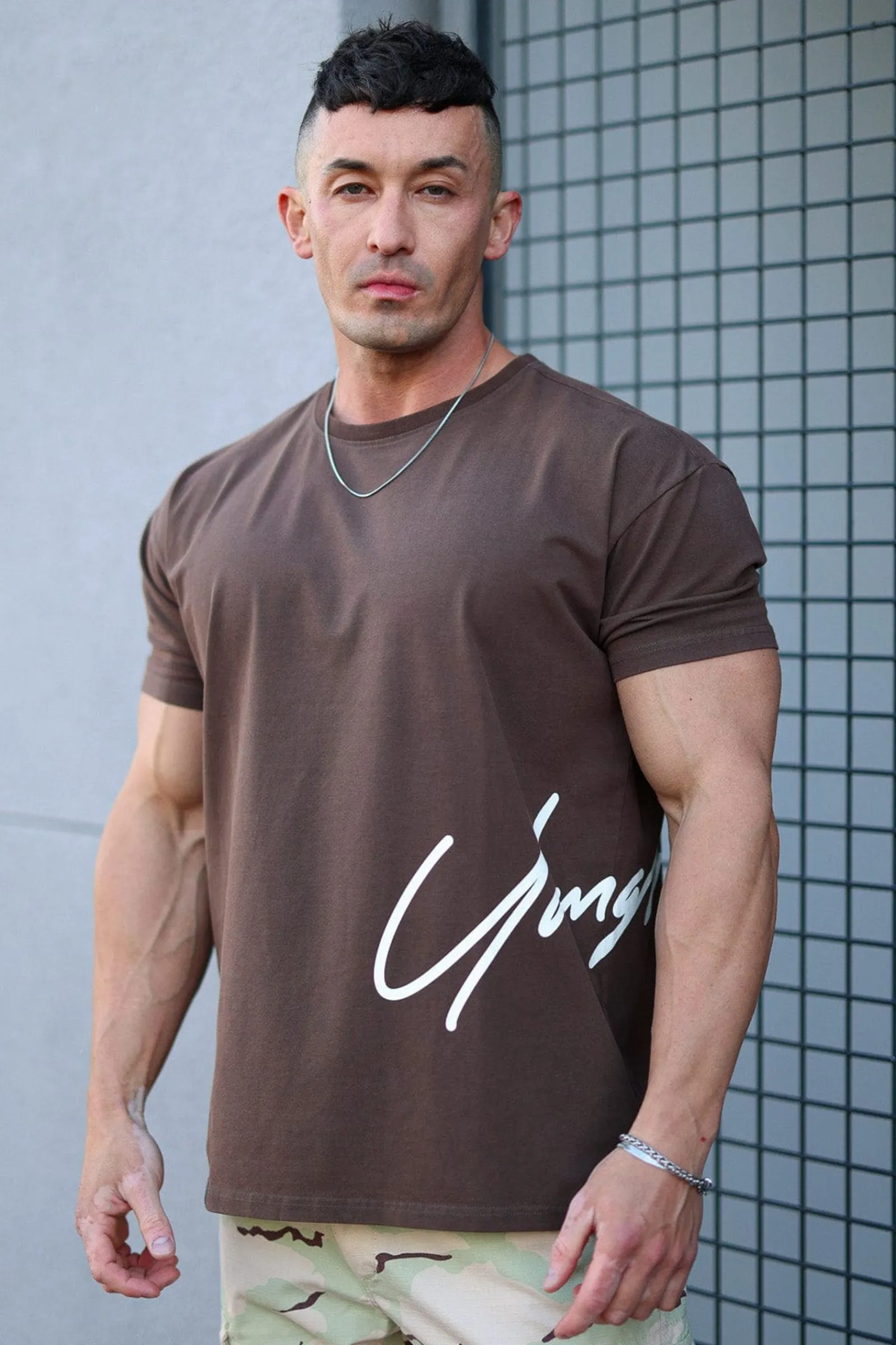 Shirts<Youngla 462-Side Signature Tees Black|Brown|Burgundy|Deep Purple
