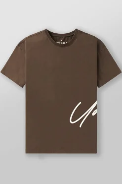 Shirts<Youngla 462-Side Signature Tees Black|Brown|Burgundy|Deep Purple