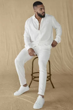Pants & Jeans<Youngla 621-Simply Linen Pants Black|Blue Striped|Off-White|Olive Green