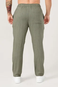 Pants & Jeans<Youngla 621-Simply Linen Pants Black|Blue Striped|Off-White|Olive Green