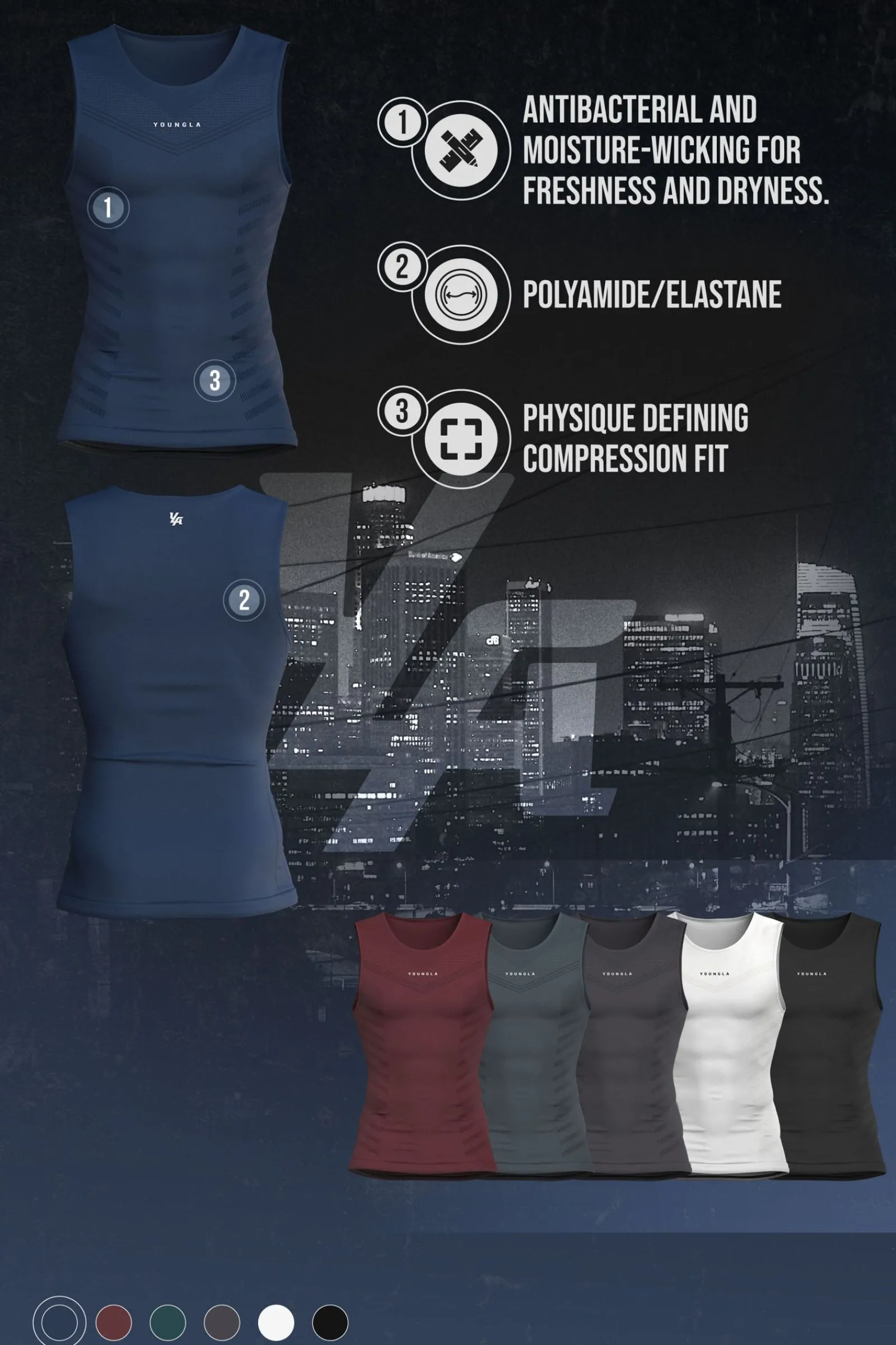Tanks<Youngla 343-Supervillain Compression Tanks Black|Burgundy|Charcoal|Navy
