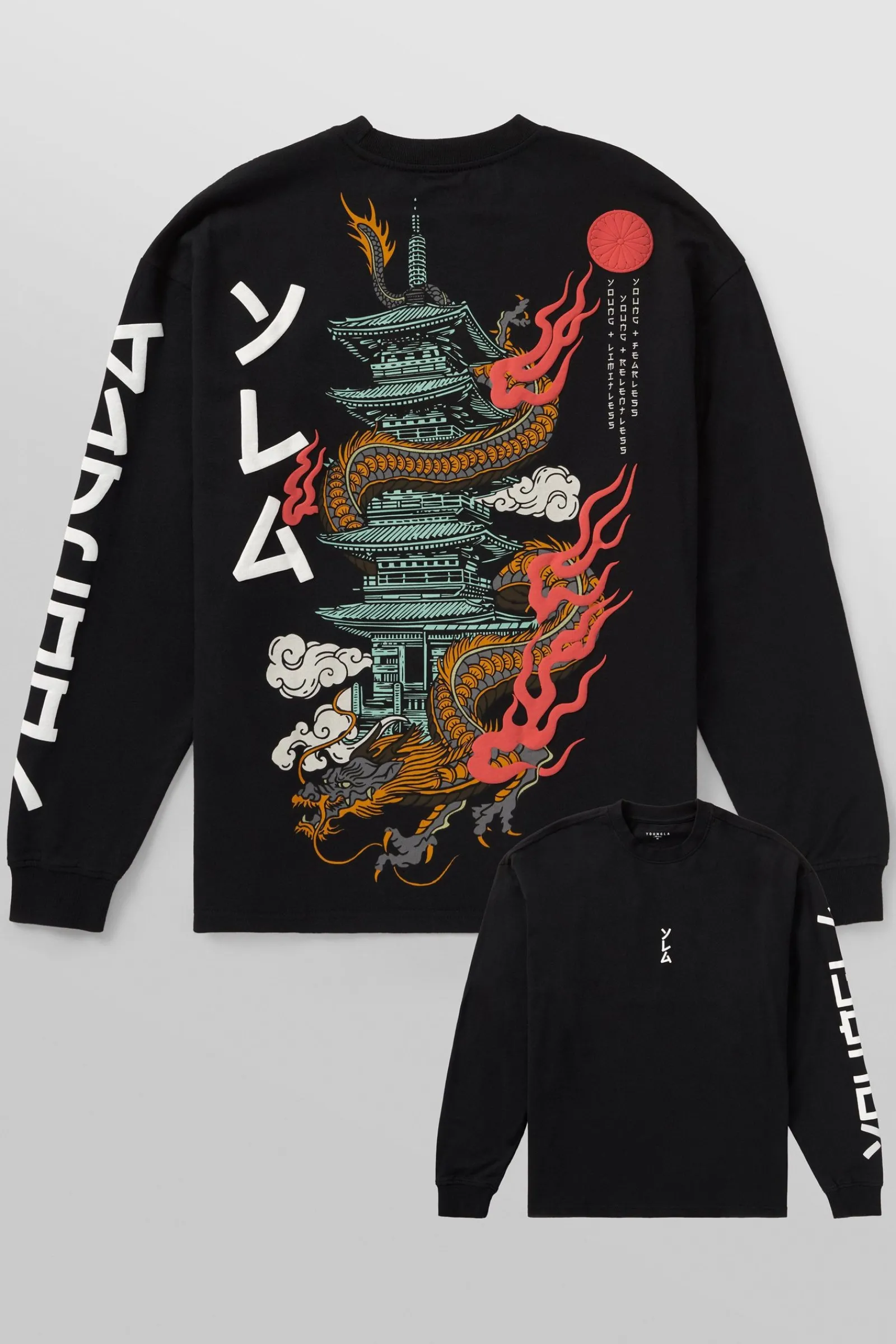 Shirts<Youngla 8038-Tokyo Longsleeves Black Bonsai Art|Black Temple Dragon|White Bonsai Art|White Temple Dragon