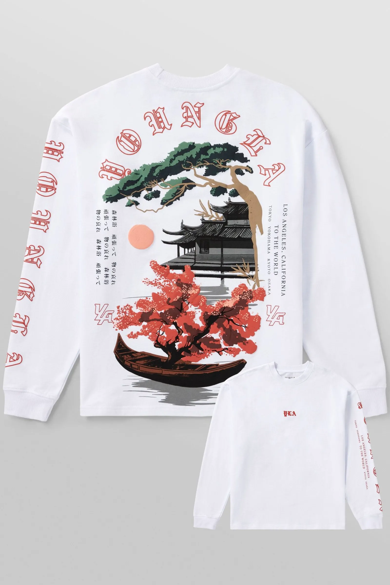 Shirts<Youngla 8038-Tokyo Longsleeves Black Bonsai Art|Black Temple Dragon|White Bonsai Art|White Temple Dragon