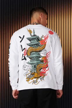 Shirts<Youngla 8038-Tokyo Longsleeves Black Bonsai Art|Black Temple Dragon|White Bonsai Art|White Temple Dragon