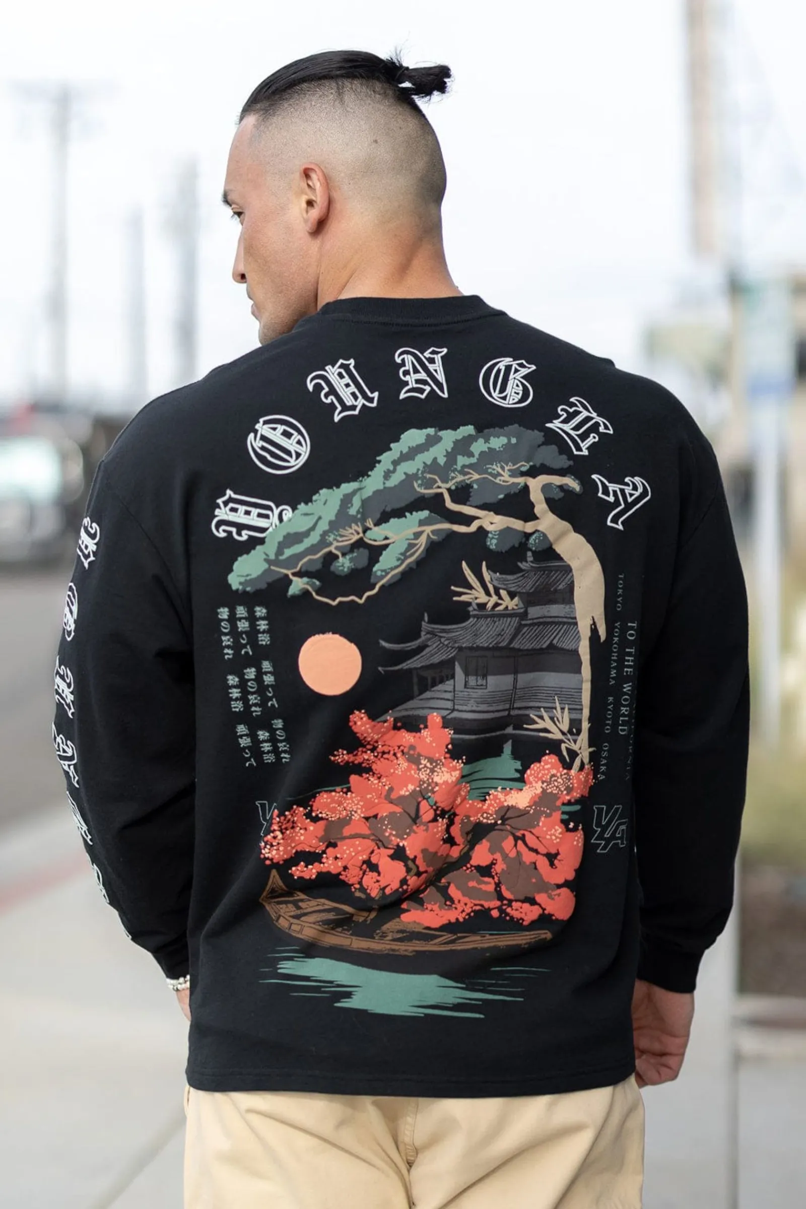 Shirts<Youngla 8038-Tokyo Longsleeves Black Bonsai Art|Black Temple Dragon|White Bonsai Art|White Temple Dragon