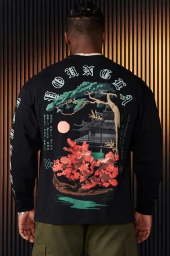 Shirts<Youngla 8038-Tokyo Longsleeves Black Bonsai Art|Black Temple Dragon|White Bonsai Art|White Temple Dragon