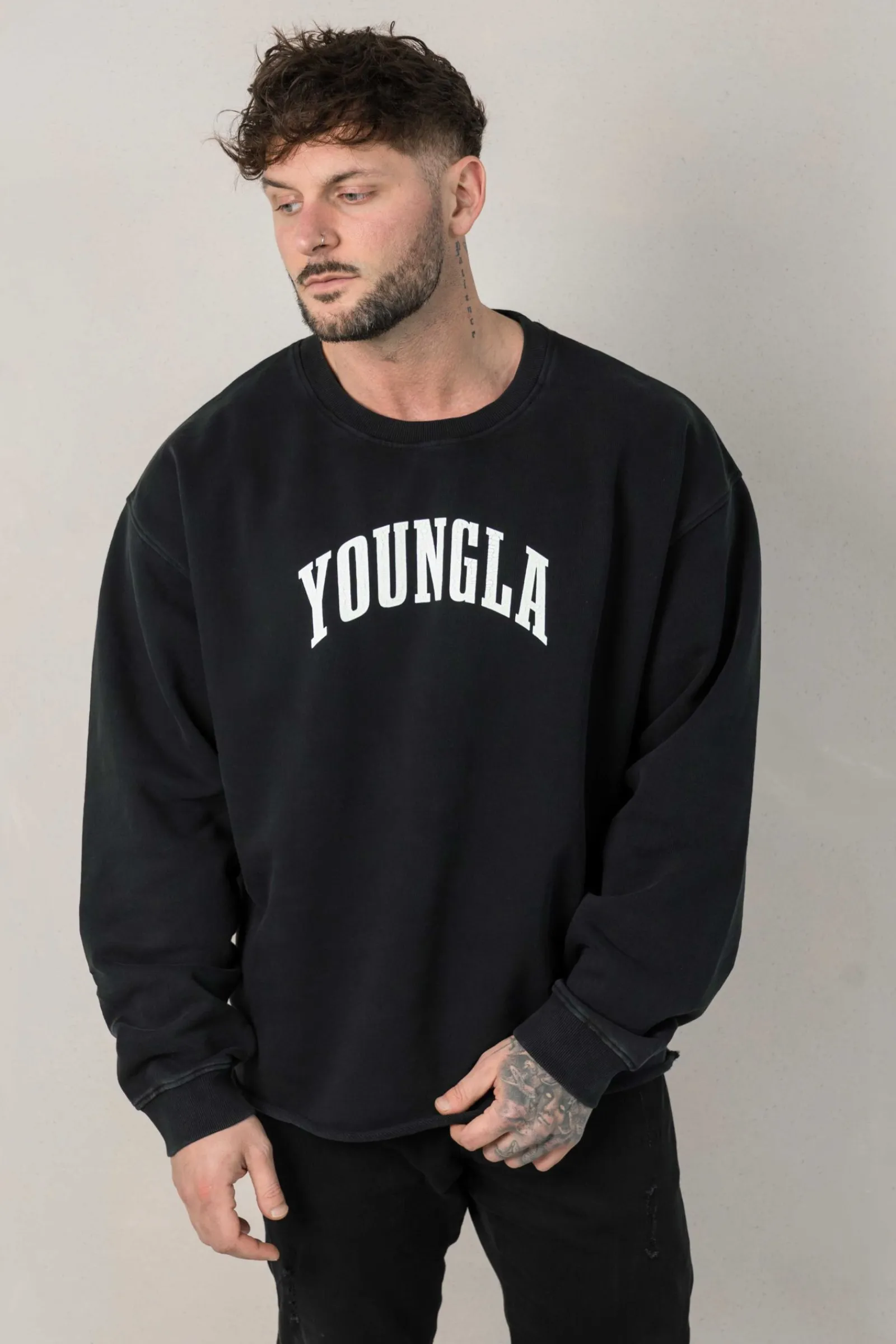 Shirts<Youngla 826-Uni Crewneck Black Wash|Brown Wash|Off-White Wash|Orange Wash