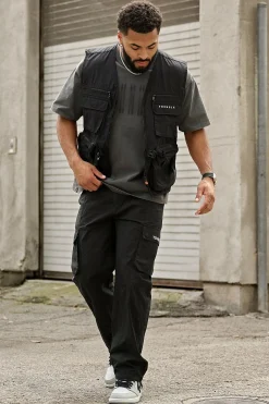 Outerwear<Youngla 502-Utility Cargo Vest Black|Cloudy Taupe