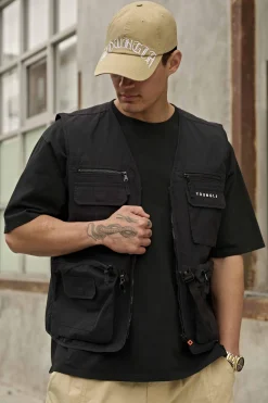 Outerwear<Youngla 502-Utility Cargo Vest Black|Cloudy Taupe