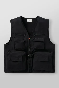 Outerwear<Youngla 502-Utility Cargo Vest Black|Cloudy Taupe
