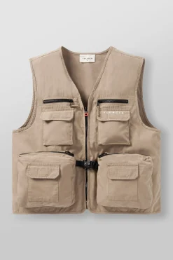 Outerwear<Youngla 502-Utility Cargo Vest Black|Cloudy Taupe