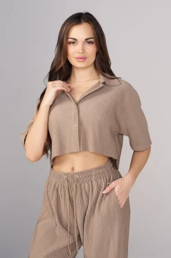 Tops<Youngla W444 Aria Pleated Top Black|Light Blue|Taupe