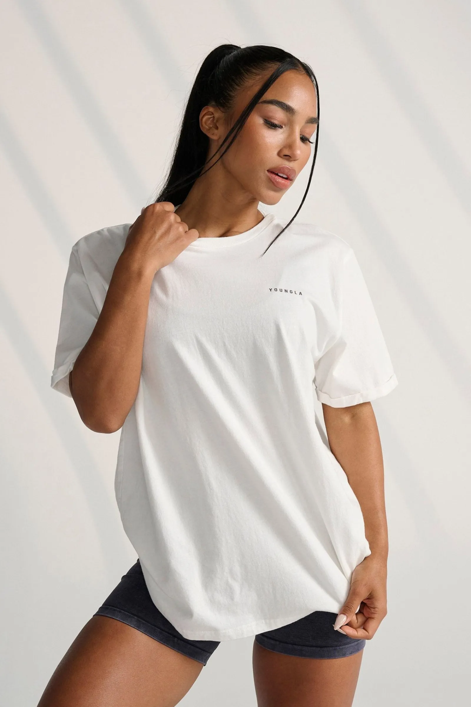 Tops<Youngla W424 Bloc Oversized Tee Black|Coconut Milk|Light Grey|Muted Berry