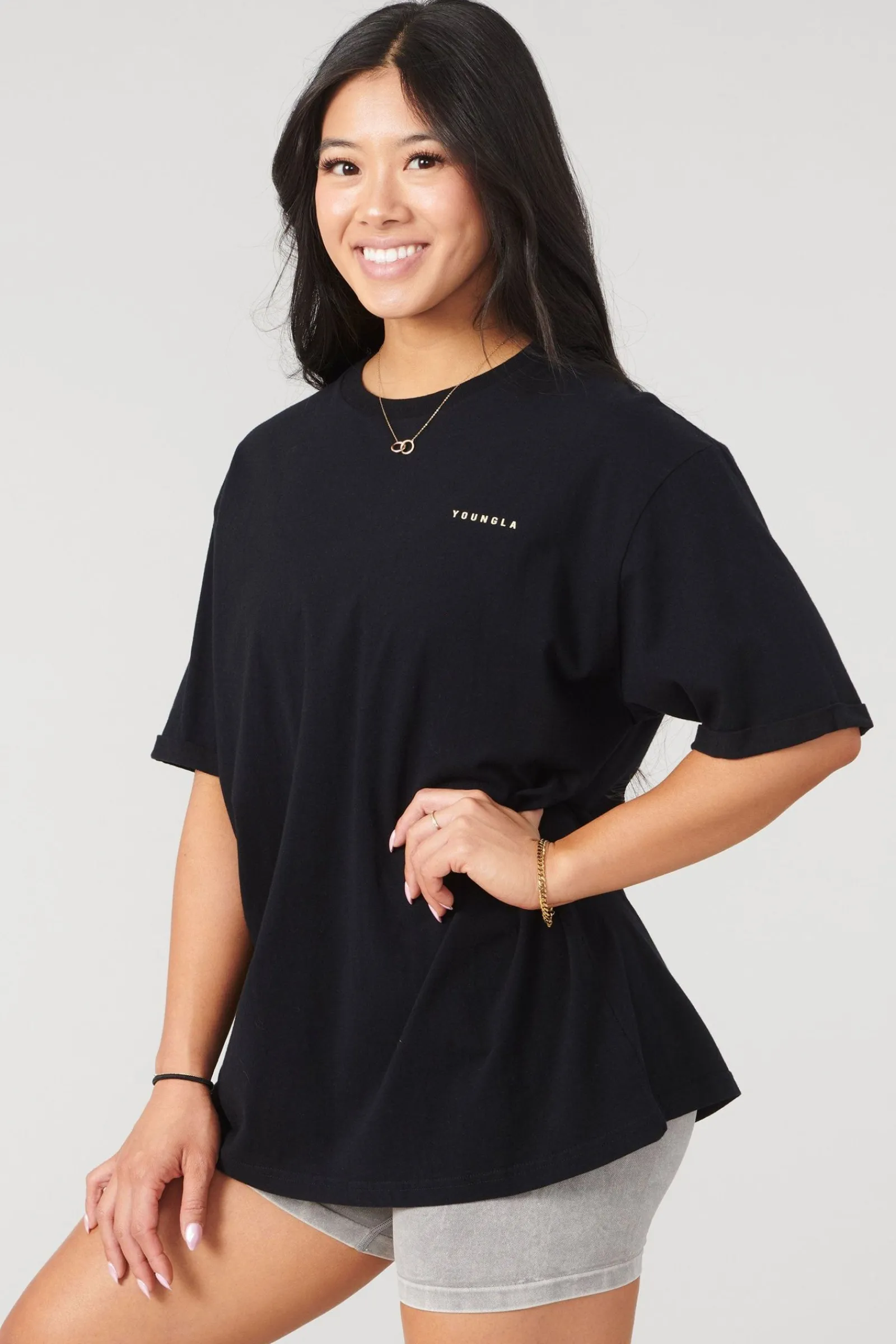 Tops<Youngla W424 Bloc Oversized Tee Black|Coconut Milk|Light Grey|Muted Berry