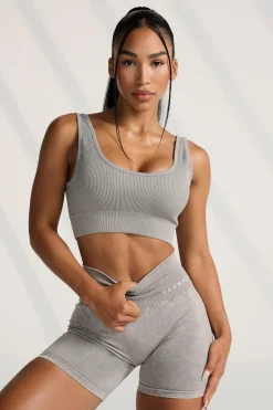 Bras<Youngla W315 Carbon Ribbed Sports Bra Black Wash|Grey Wash|Plum Truffle