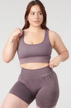 Bras<Youngla W315 Carbon Ribbed Sports Bra Black Wash|Grey Wash|Plum Truffle