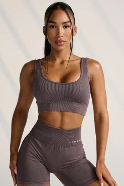 Bras<Youngla W315 Carbon Ribbed Sports Bra Black Wash|Grey Wash|Plum Truffle