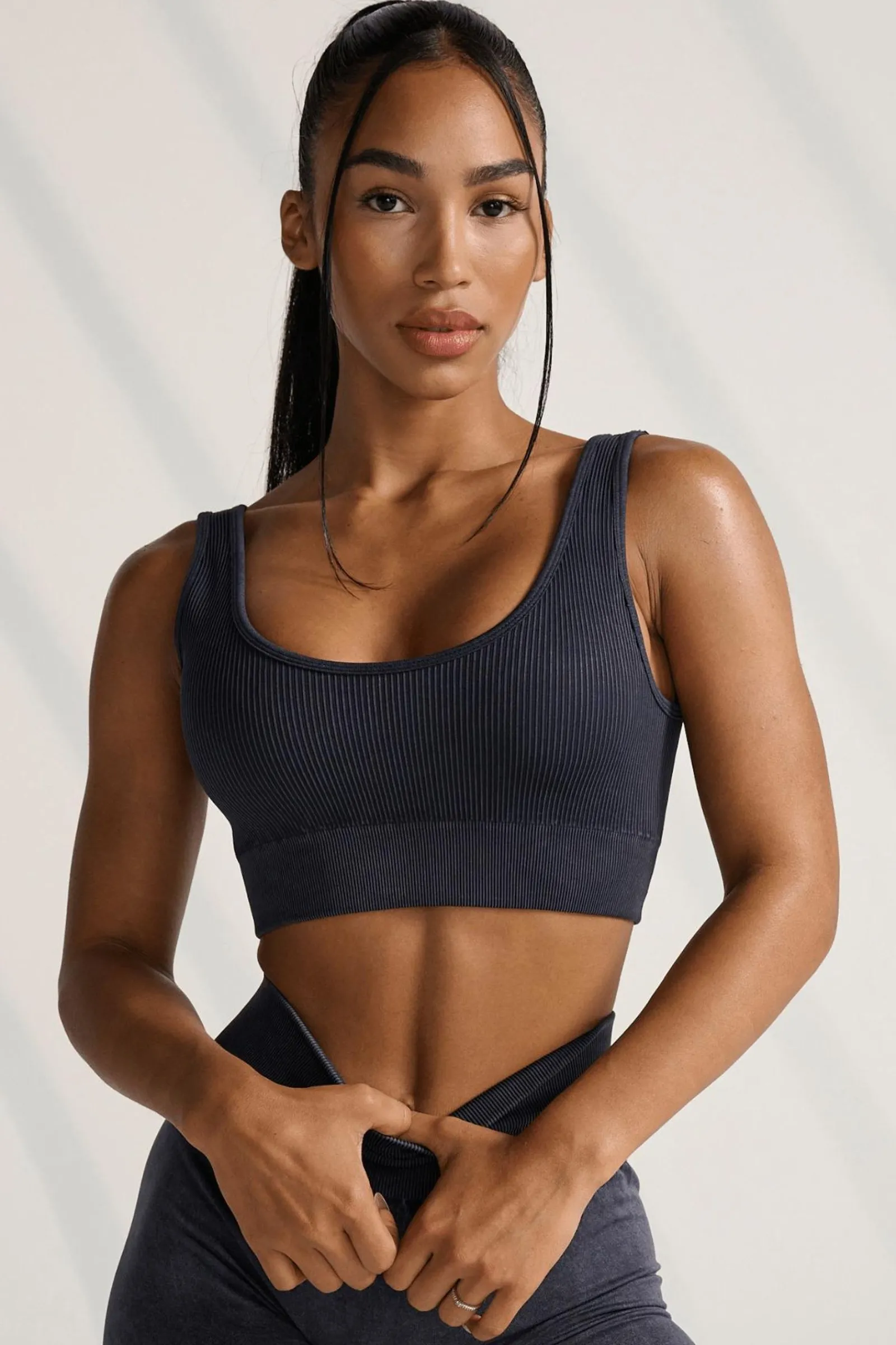 Bras<Youngla W315 Carbon Ribbed Sports Bra Black Wash|Grey Wash|Plum Truffle