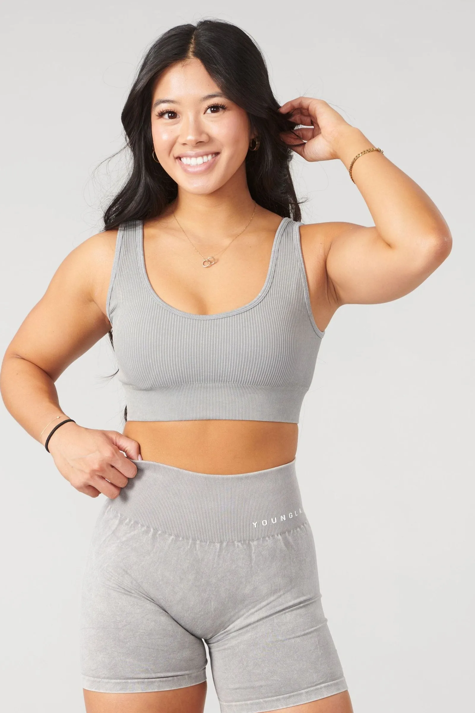 Bras<Youngla W315 Carbon Ribbed Sports Bra Black Wash|Grey Wash|Plum Truffle