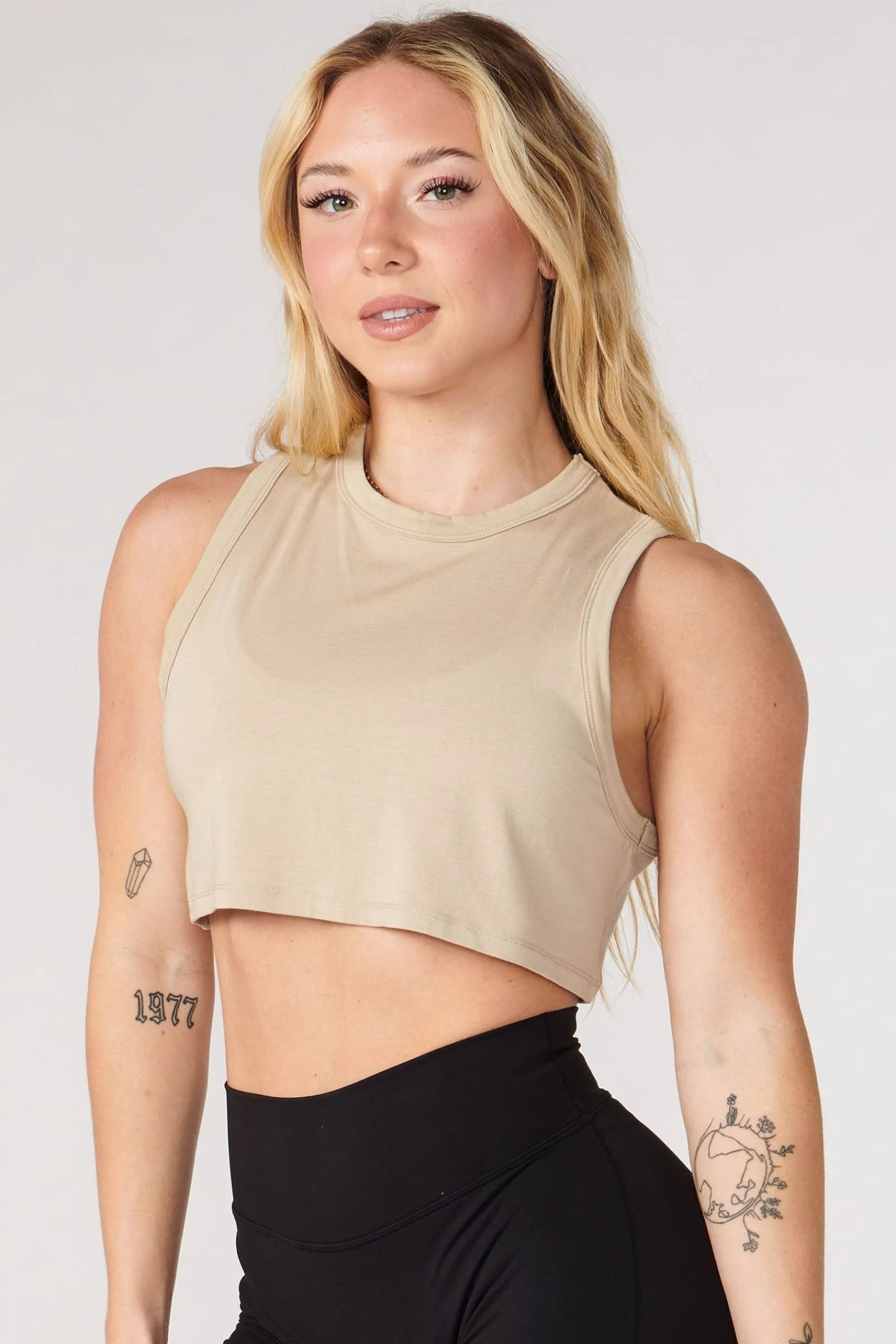 Tops<Youngla W321 Cloud Modal Tank Light Taupe|Sage Green|Coconut Milk|Black