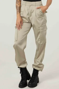 Joggers & Pants<Youngla W217 Gloria Satin Cargo Sage Green|Khaki|Black