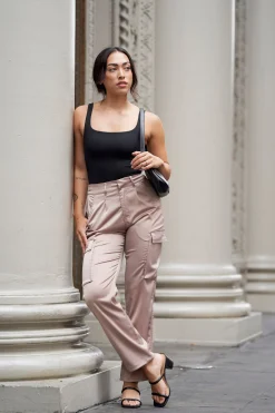Joggers & Pants<Youngla W217 Gloria Satin Cargo Sage Green|Khaki|Black