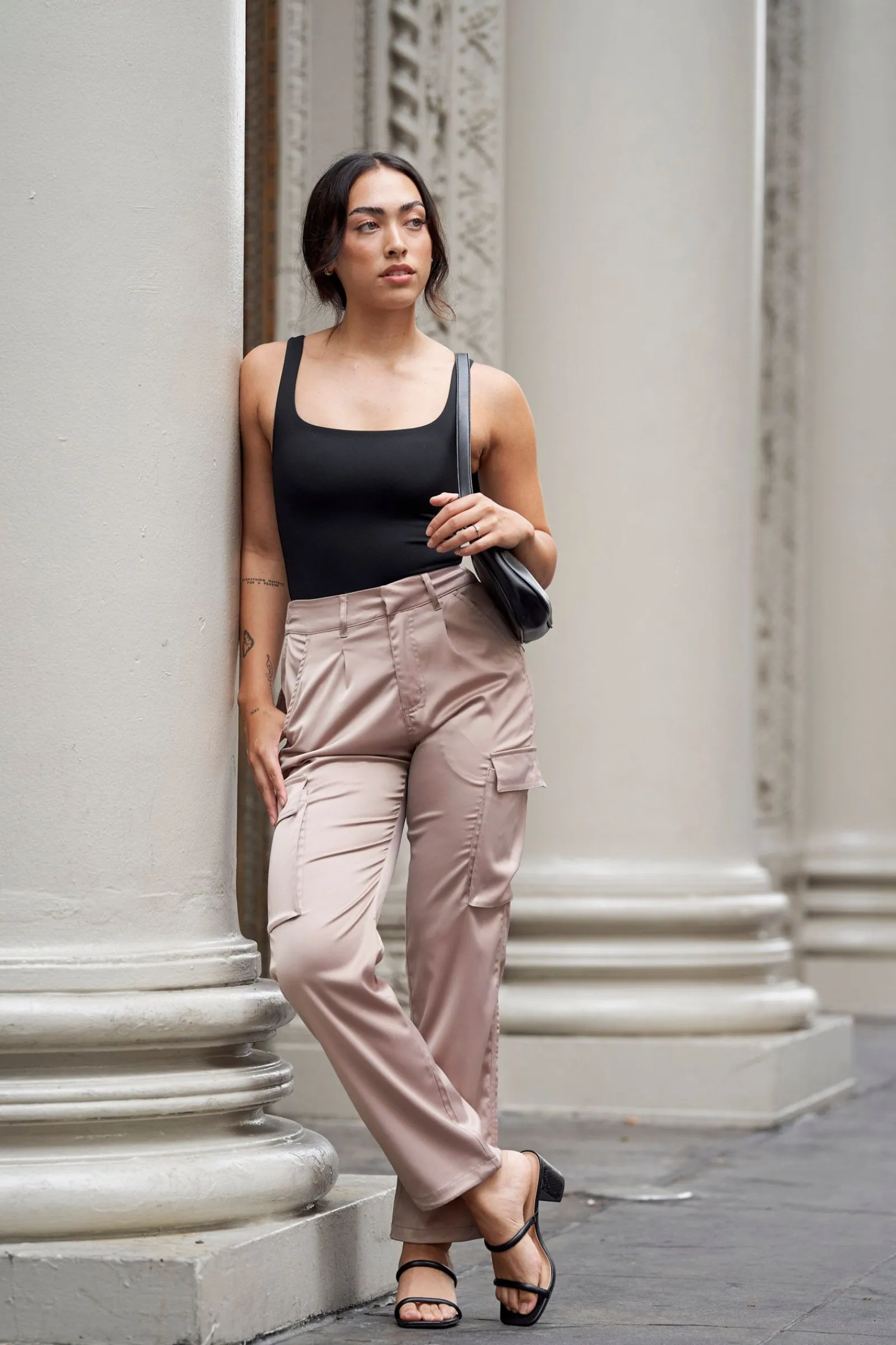 Joggers & Pants<Youngla W217 Gloria Satin Cargo Sage Green|Khaki|Black