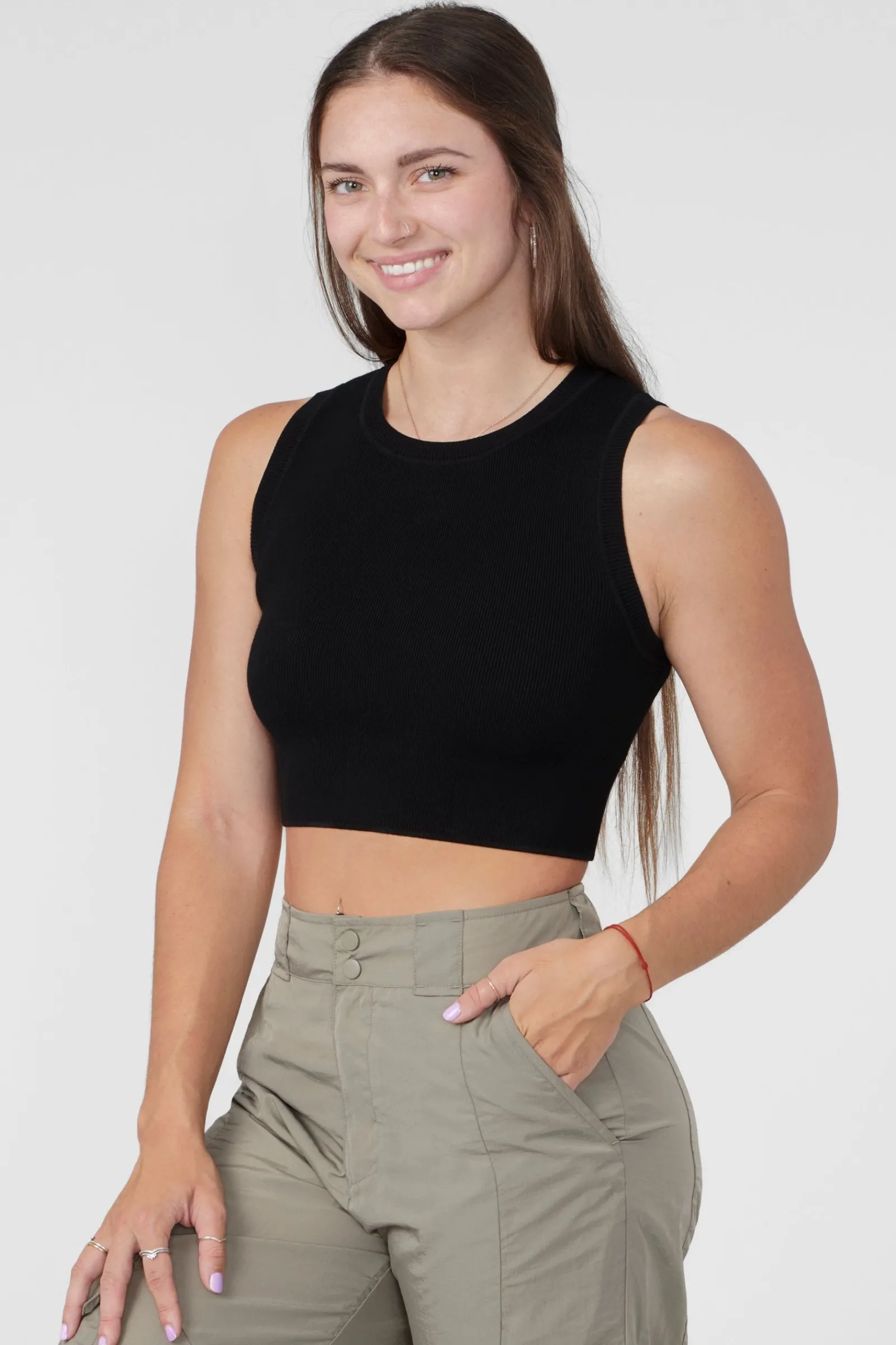 Tops<Youngla W317 Knit Tank Black|Coconut Milk|Mocha|Pistachio Green