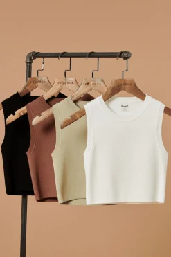 Tops<Youngla W317 Knit Tank Black|Coconut Milk|Mocha|Pistachio Green