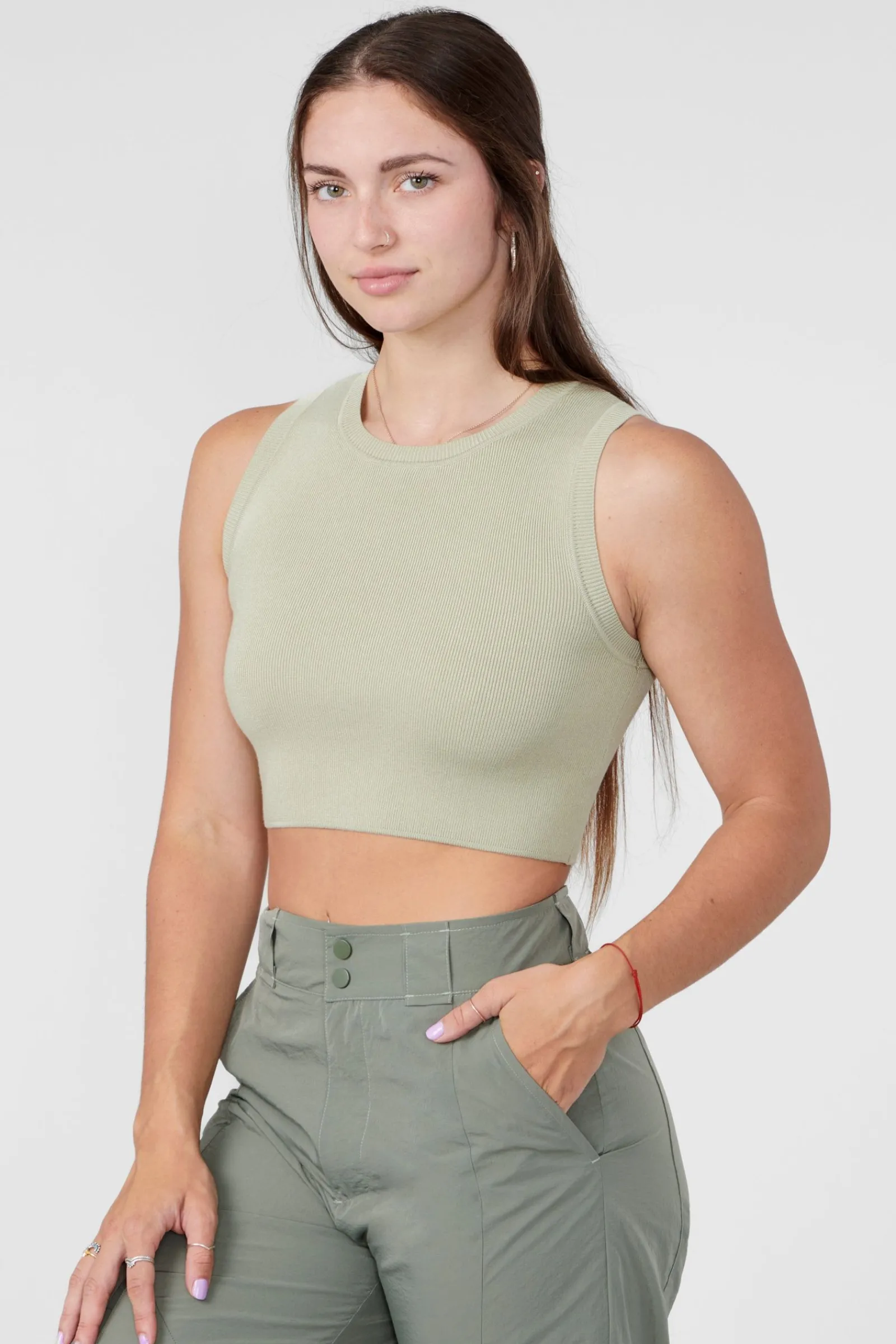 Tops<Youngla W317 Knit Tank Black|Coconut Milk|Mocha|Pistachio Green