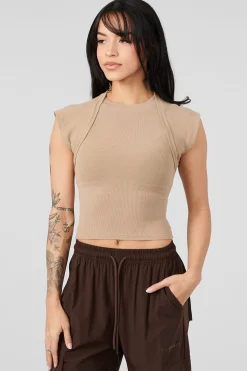 Tops<Youngla W414 Luxe Ribbed Tee Black|Blue Fog|Odyssey Grey|Roasted Almond