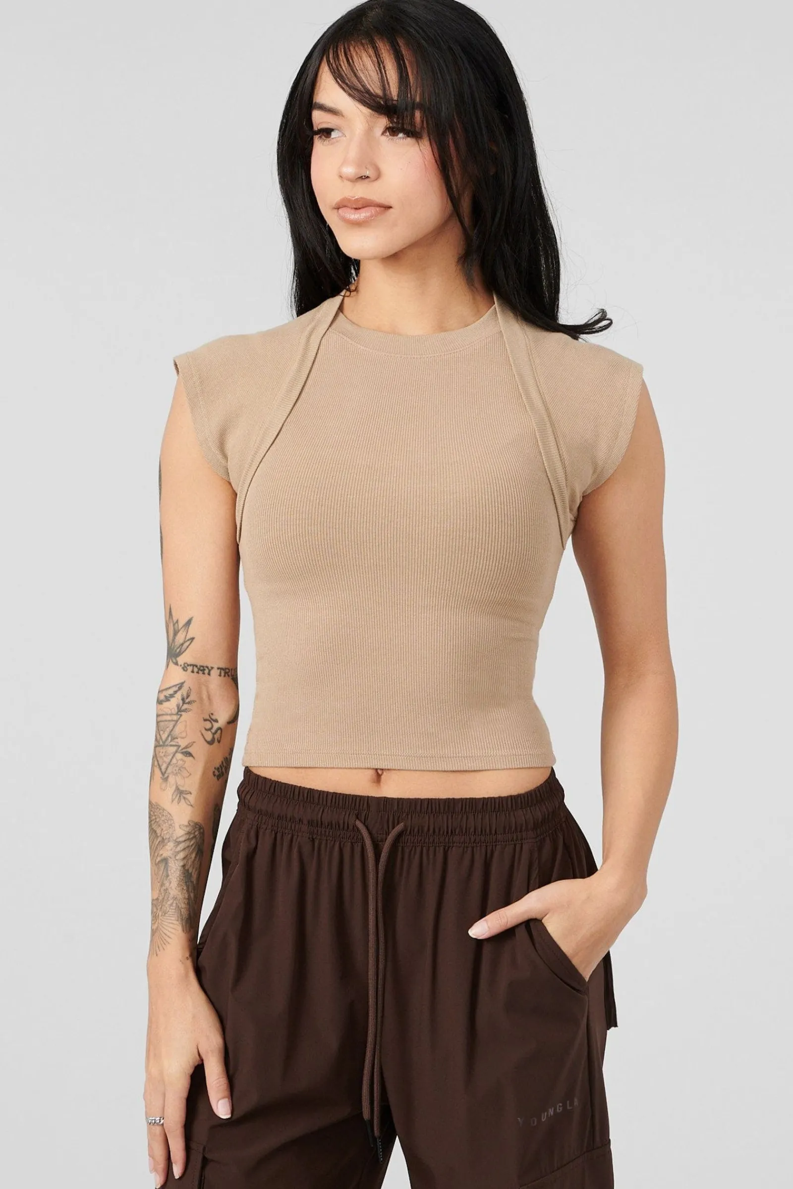 Tops<Youngla W414 Luxe Ribbed Tee Black|Blue Fog|Odyssey Grey|Roasted Almond