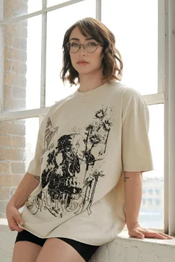 Tops<Youngla W427 Phantom Oversized Tees Black Wash|Bone Wash|Brown Wash|Orange Wash