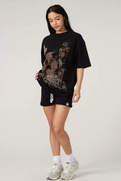 Tops<Youngla W427 Phantom Oversized Tees Black Wash|Bone Wash|Brown Wash|Orange Wash