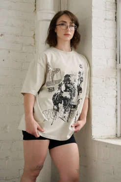 Tops<Youngla W427 Phantom Oversized Tees Black Wash|Bone Wash|Brown Wash|Orange Wash