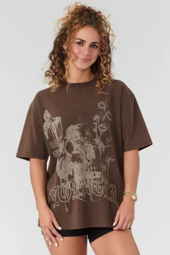 Tops<Youngla W427 Phantom Oversized Tees Black Wash|Bone Wash|Brown Wash|Orange Wash