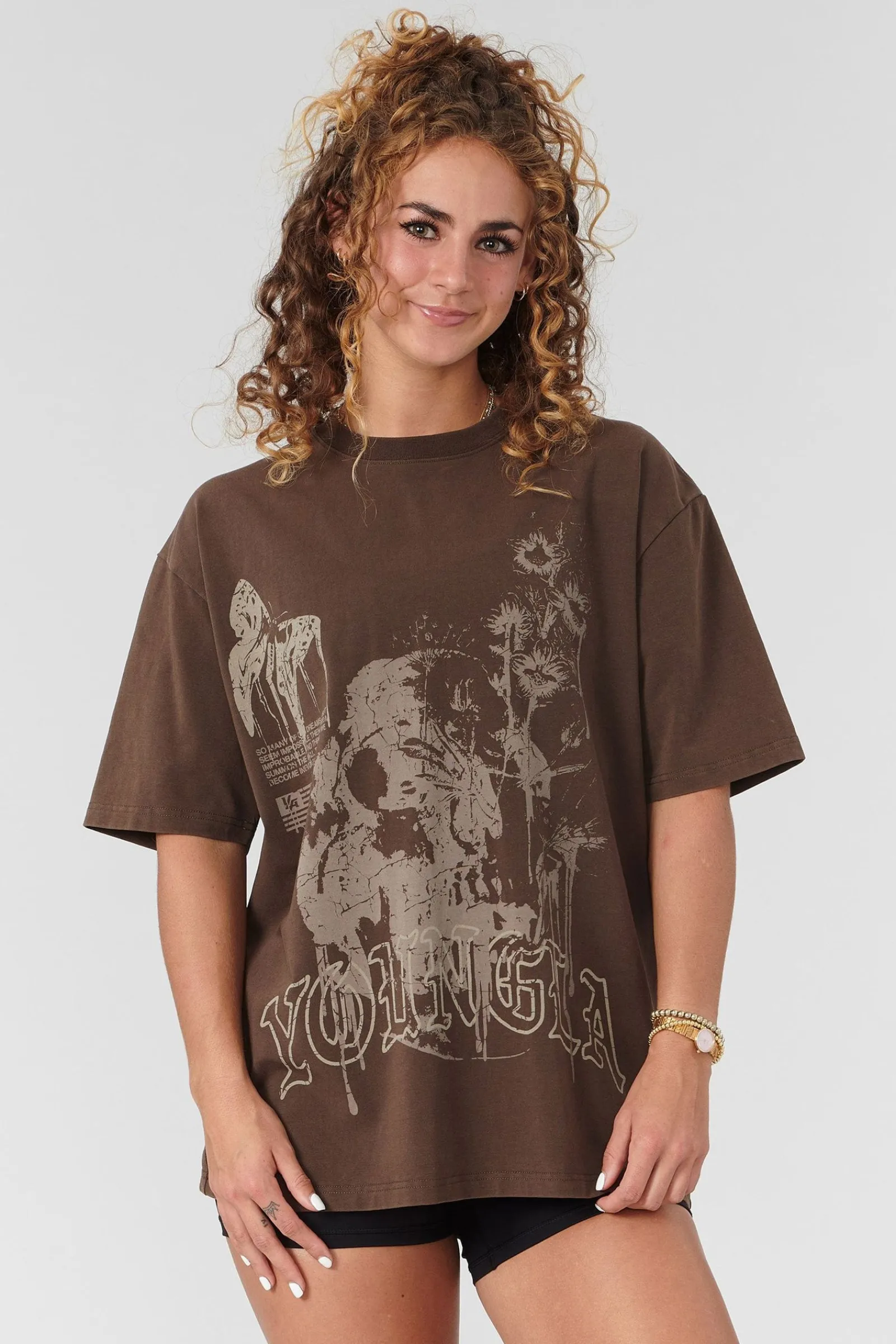 Tops<Youngla W427 Phantom Oversized Tees Black Wash|Bone Wash|Brown Wash|Orange Wash