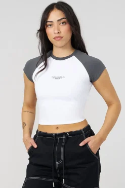 Tops<Youngla W441 Raglan Baby Tee Black|Charcoal|Eggplant|Olive