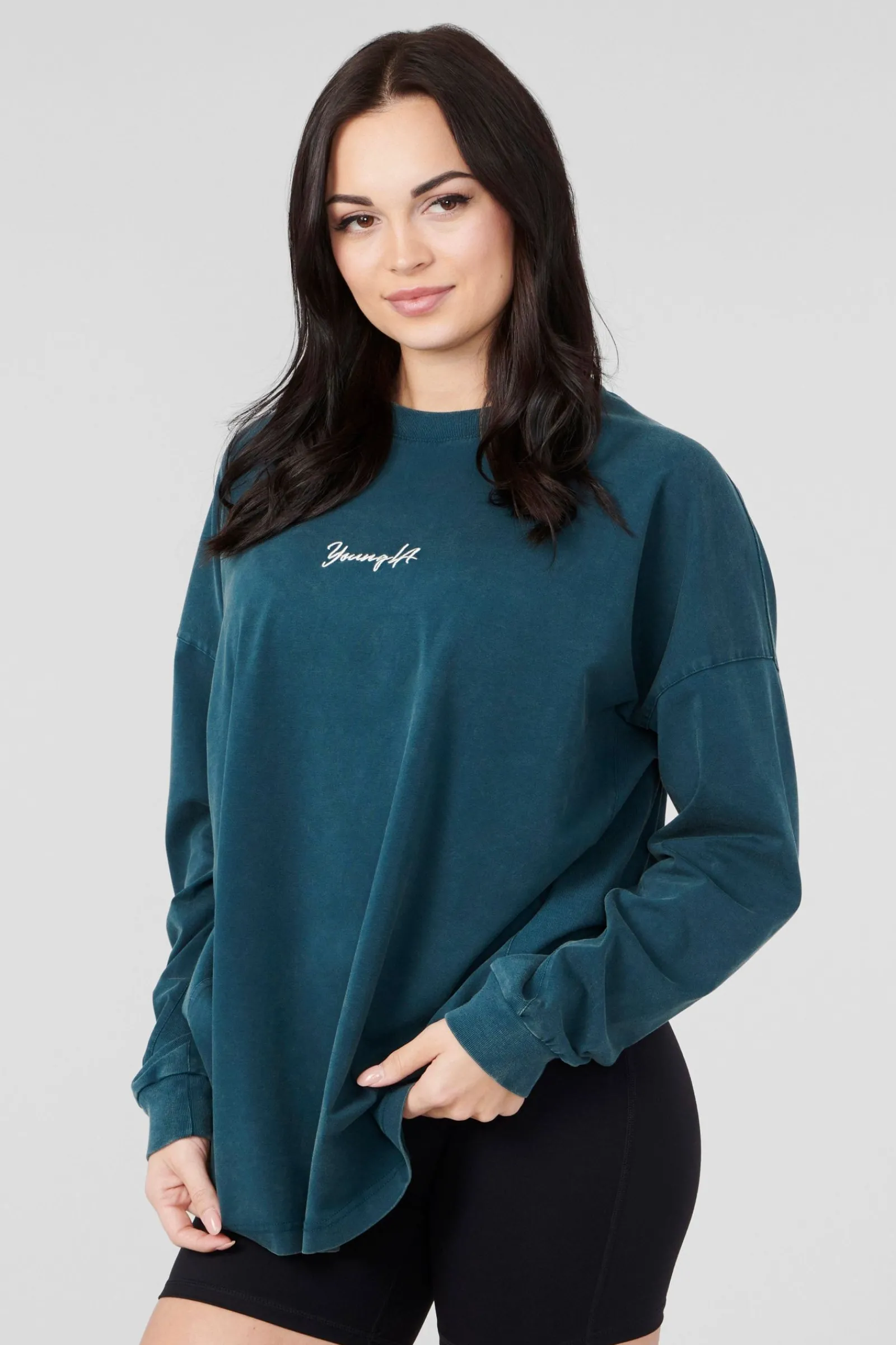 Tops<Youngla W416 Retro Long Sleeve Teal Wash|Black Wash|Light Grey Wash|Stone Grey Wash